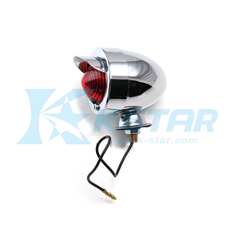 BULLET LAMP WITH PEAK IN CHROME WITH RED LENS