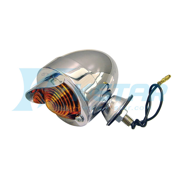 BULLET LAMP WITH PEAK IN CHROME WITH AMBER LENS