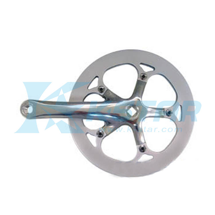 STEEL RING SILVER PAINTED AL CRANK SILVER ANODIZED W/IRON CHAINGUARD +BOLTS